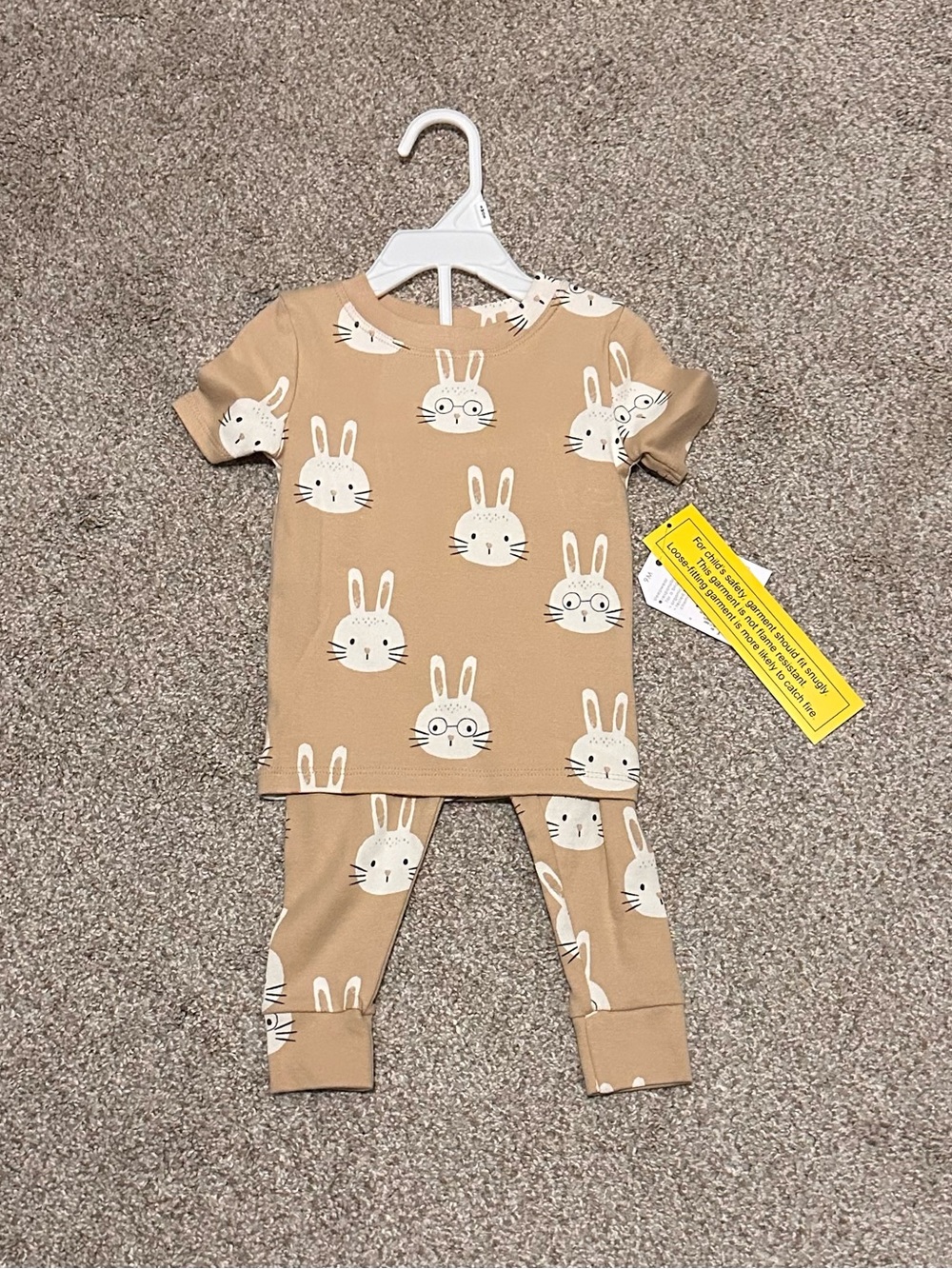 Little Co. Kids Tan Bunny Pajama Set